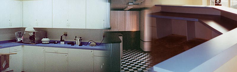 formica counter tops, medical office cabinets
