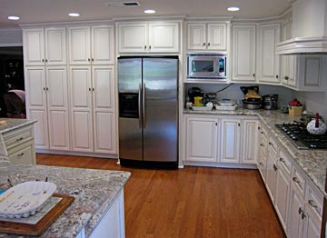 white custom kitchen, granite