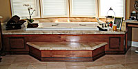 custom cabinets, spa, tub